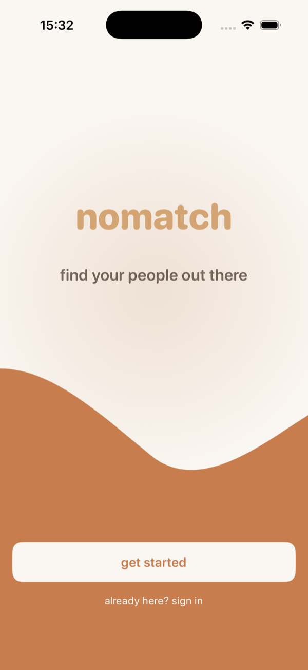 nomatch welcome screen